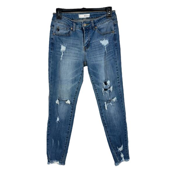 KanCan SZ 7/27 Augustina Ankle Skinny Jeans Mid-Rise Distressed Stretch Whisker - Picture 1 of 13